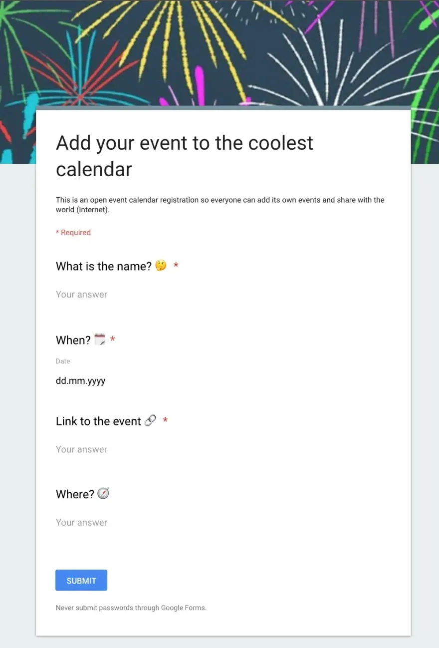 Add event form