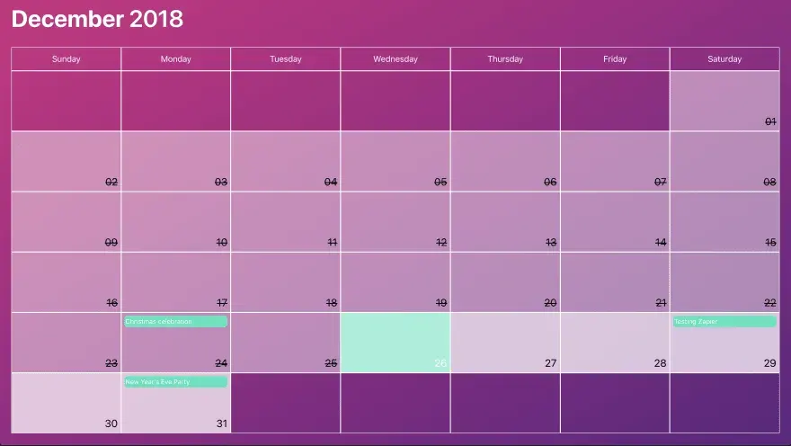 Event Calendar Starter β Calendar view
