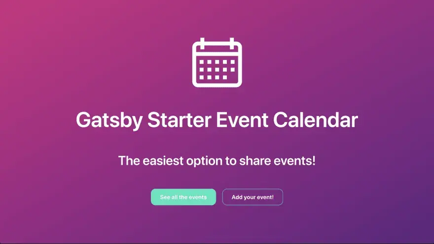 Event Calendar Starter - Home