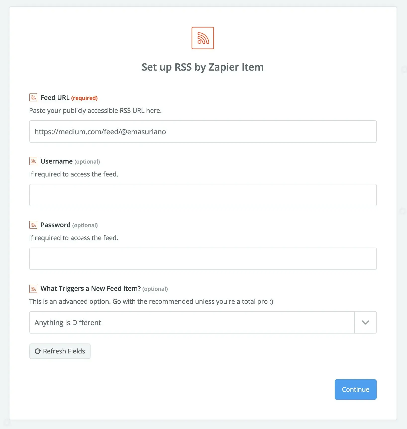 RSS Zap options