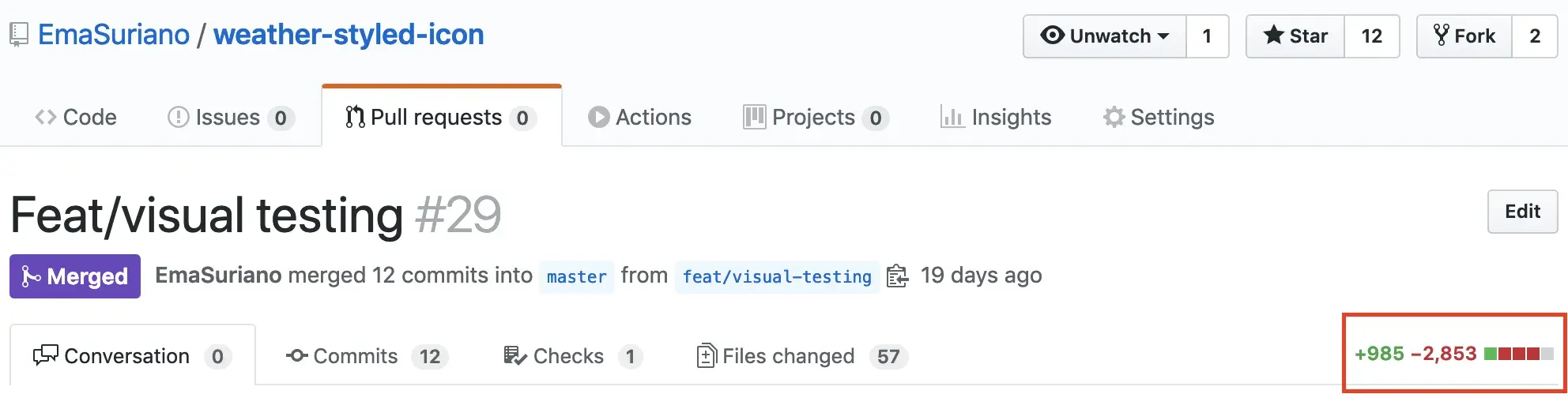 Visual testing lines diff weather-styled-icon