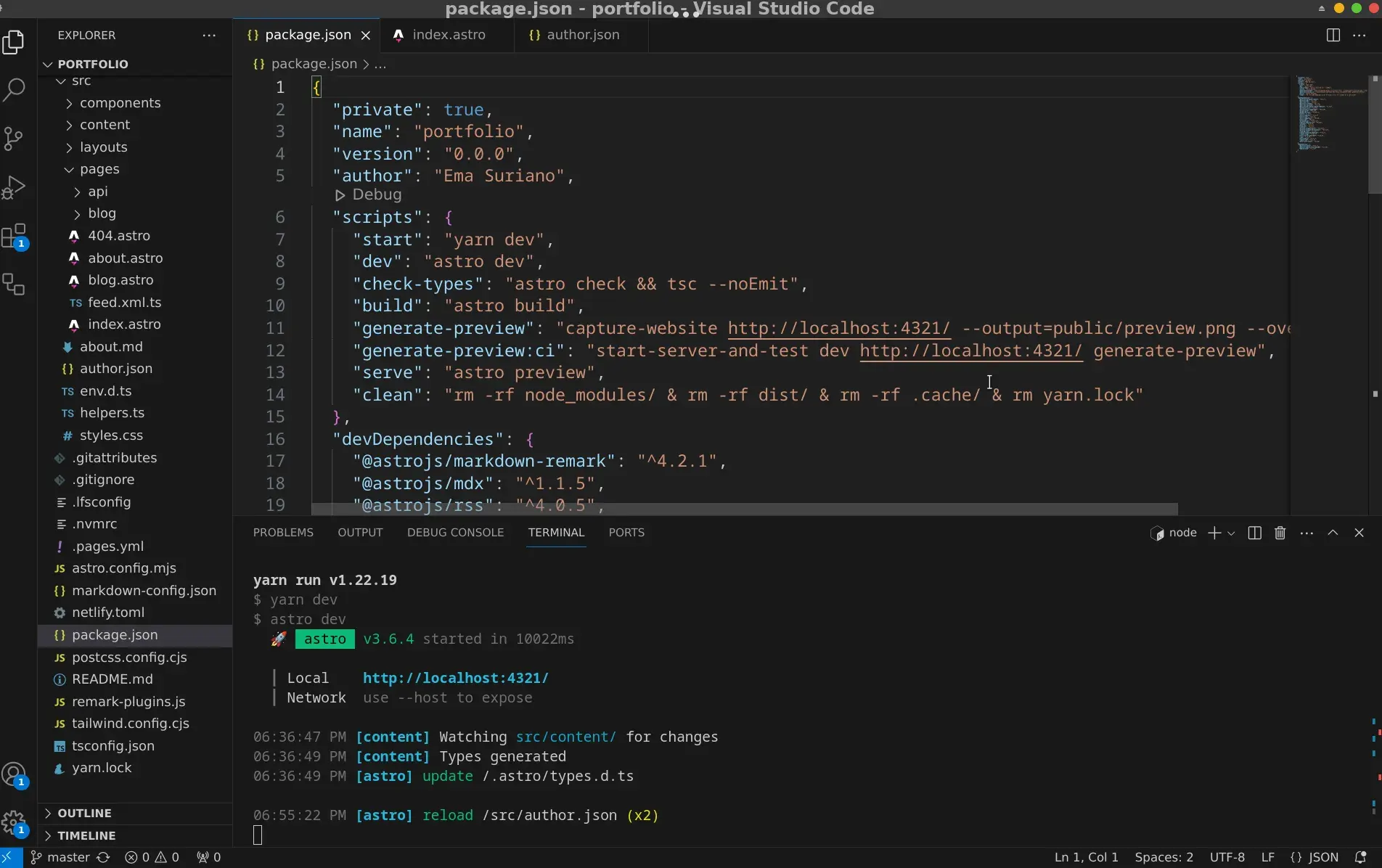 VS code running