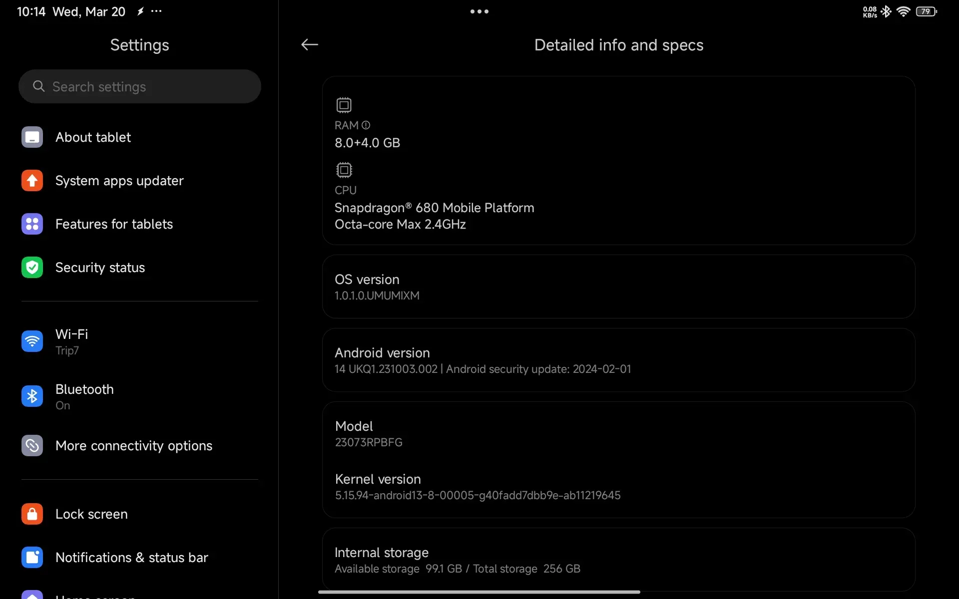 Tablet specs